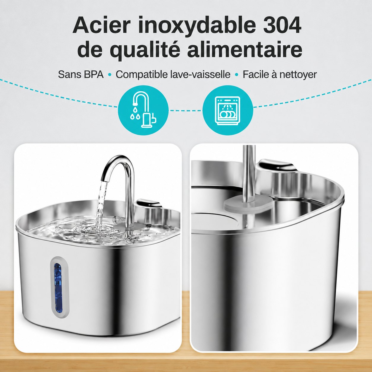 Fontaine à eau ALPECK en acier inoxydable 304 facile à nettoyer